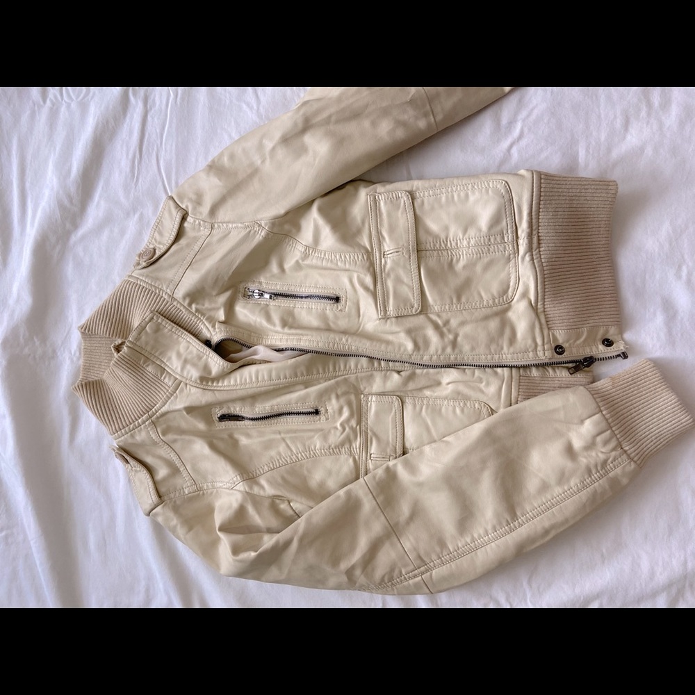 Khaki leather jacket